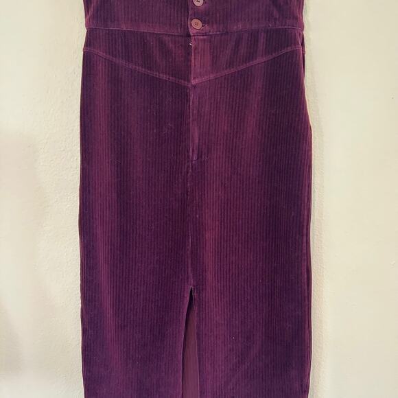 Free People Roxy Ribbed Midi Pencil Skirt Zip Front Purple SZXL - Picture 6 of 13